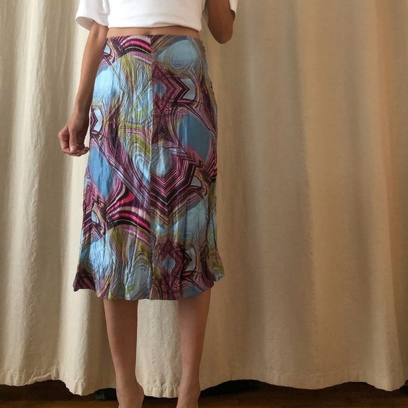 vintage Roberto Cavalli ruched psychedelic midi skirt Sz 38 - Picture 2 of 8